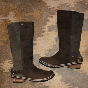 Sorel Slimboot Tall Waterproof Leather Riding Boot Brown Women’s Sz 12